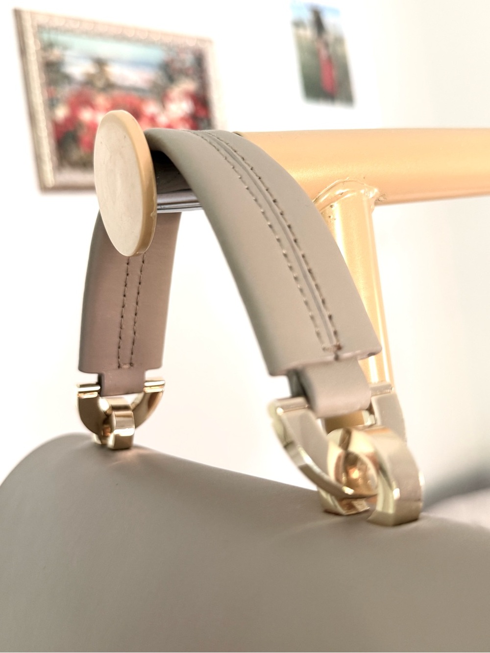 ZAC Posen Iconic Leather Satchel Handbag Crossbody Rare Gold Beige Leather - Picture 6 of 12